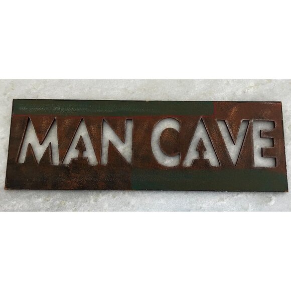 "Man Cave" Sign (Cut Out) - Great Gift For Dads Favorite Room Distressed Plaque - Picture 3 of 7